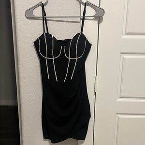 Windsor Black Dress with Silver Detailing